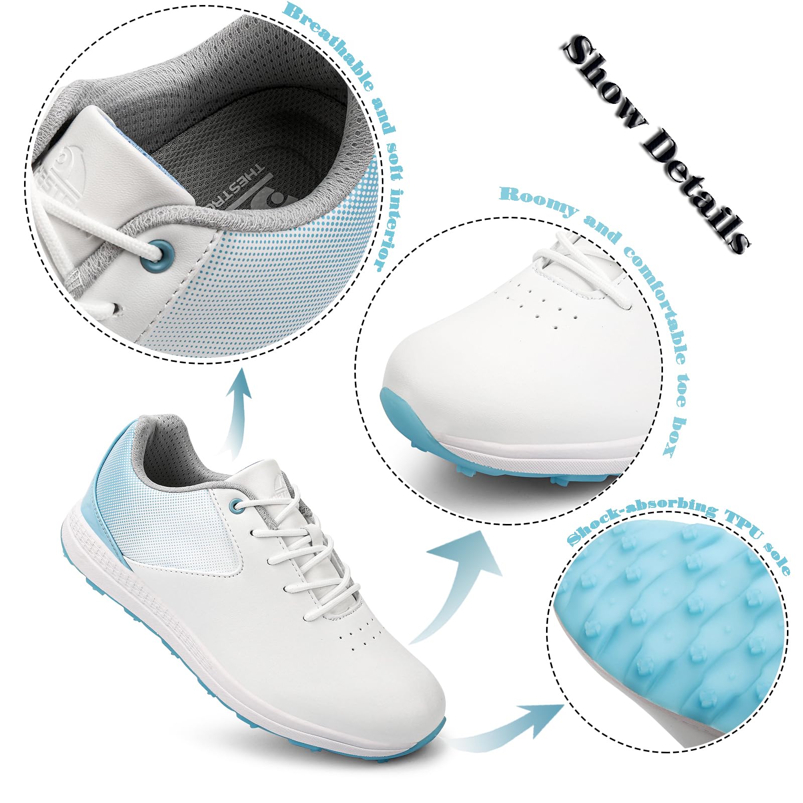 Mujer Zapatos De Golf, Zapatillas De Golf Ligeras E Impermeables Sin Clavos para Niñas, Zapatos De Golf Antideslizantes para Entrenamiento De Tallas 36-43