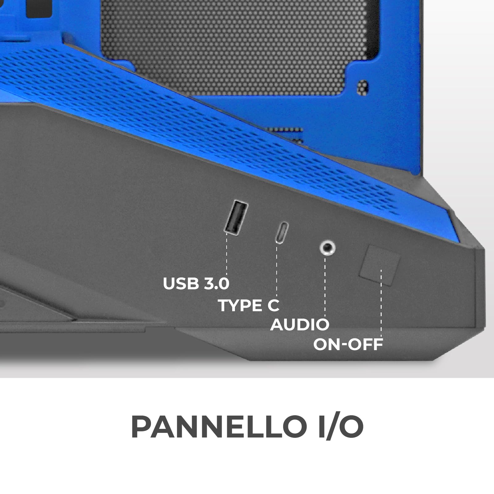 Noua Cool GB200 | Case PC Gaming ATX Mid Tower | Ventola PWM Led ARGB | USB 3.0 e Type-C | Supporto Raffreddamento Liquido 360 mm | Vetro Temperato e Mesh | Blu