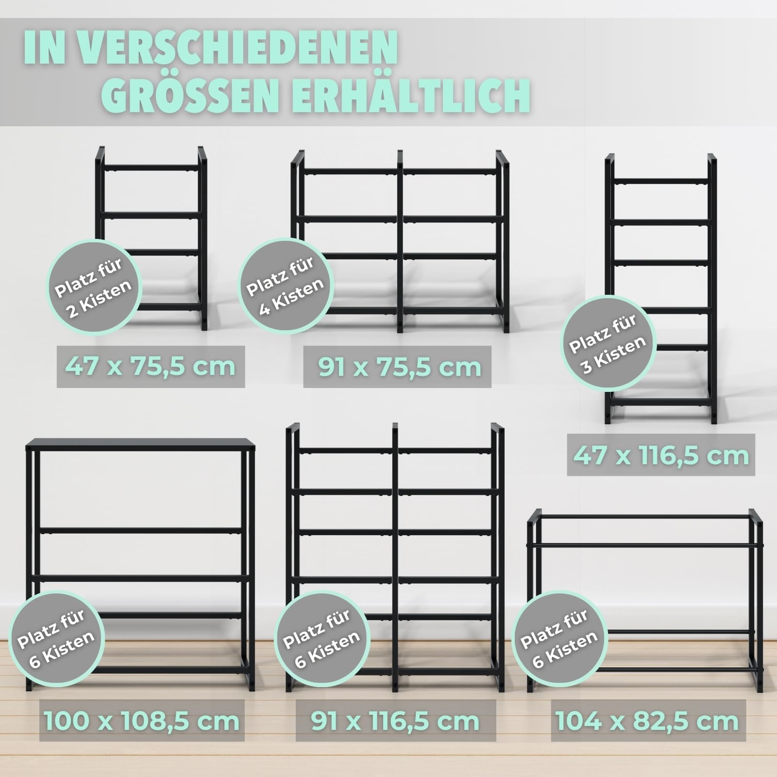 HAGO24 Getränkekistenregal 6 Kisten in 104x82,5 cm I Platzsparendes Getränkeregal I Hochwertiges & Robustes Kisten Regal aus Stahl I Bierkisten Regal für für Vorratskammer, Keller & Garage