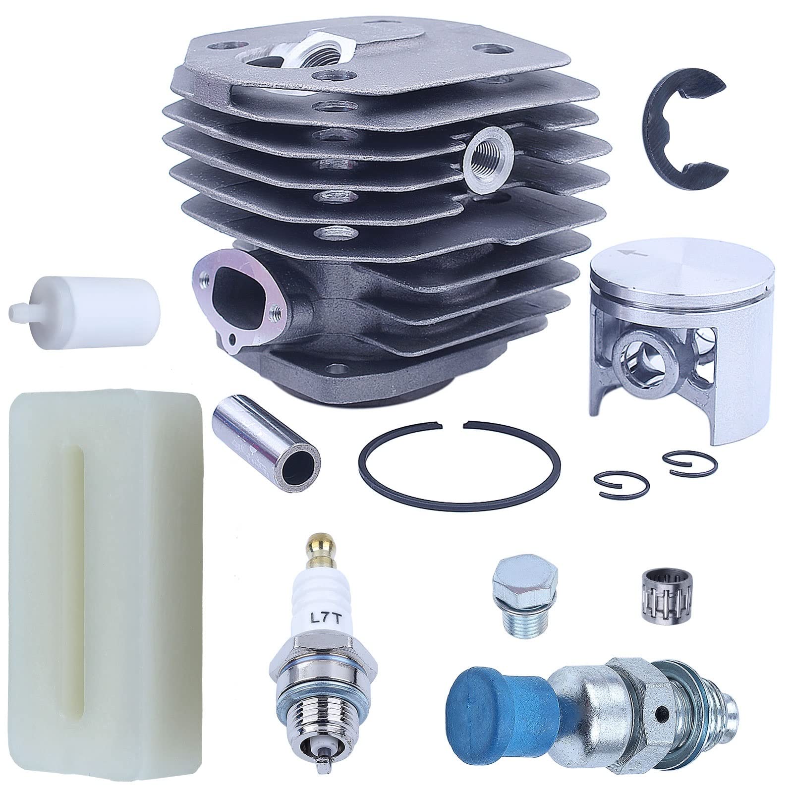 IWBR Kit de carburador de cojinete de pistón de cilindro de 45mm apto for Husqvarna 154 254 154XP 254XP pieza de motosierra bujía filtro de combustible de descompresión