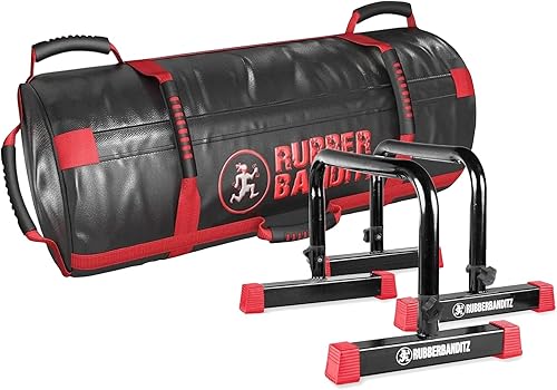 Rubberbanditz Juego de bolsas de arena y barras de inmersión extra grandes para fitness, equipo de entrenamiento resistente para crossfit, disponible en Yaxa Costa Rica