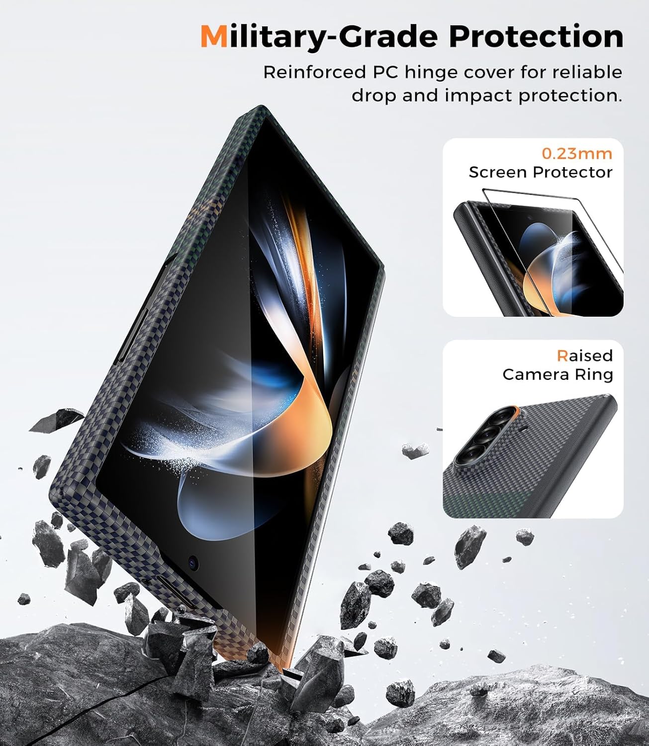 BENKS for Samsung Galaxy Z Fold 7 Case with Screen Protector, MagSafe-Compatible Kevlar Case, Hinge Protection Shockproof Magnetic Phone Case for Z Fold 7, Aurora ArmorAir Grand Combo