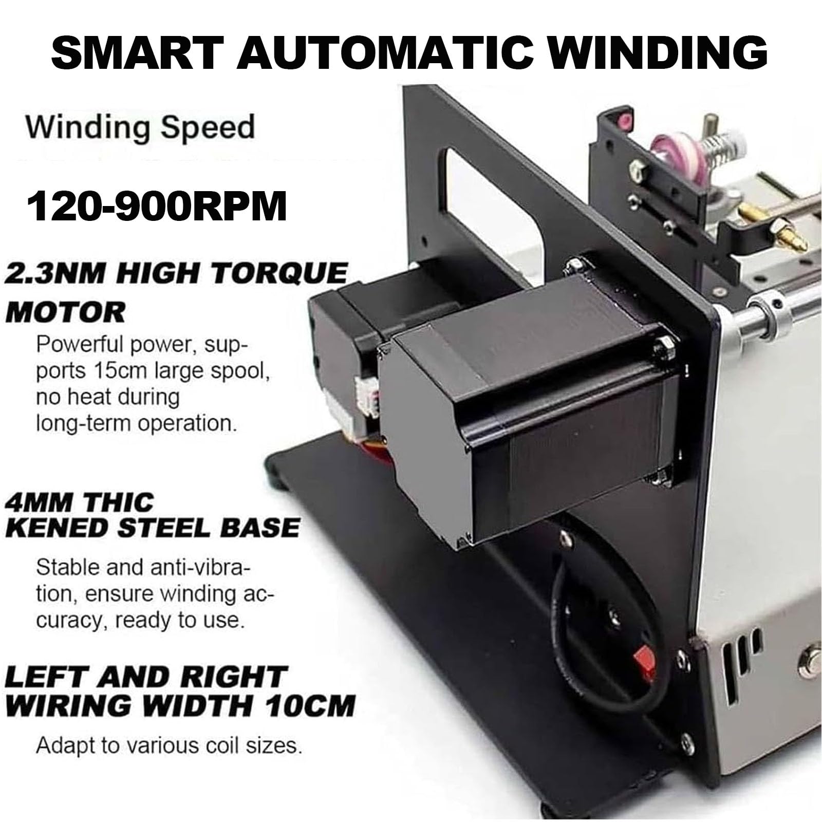 Avvolgitrici Automatiche Industriali per Fili, Macchine Avvolgitrici con Schermo LCD, Precisione 0,01 Mm, velocità Regolabile da 120 A 900 Giri/min, Coppia di 2,3 NM, per Fili Metallici, Lenze da