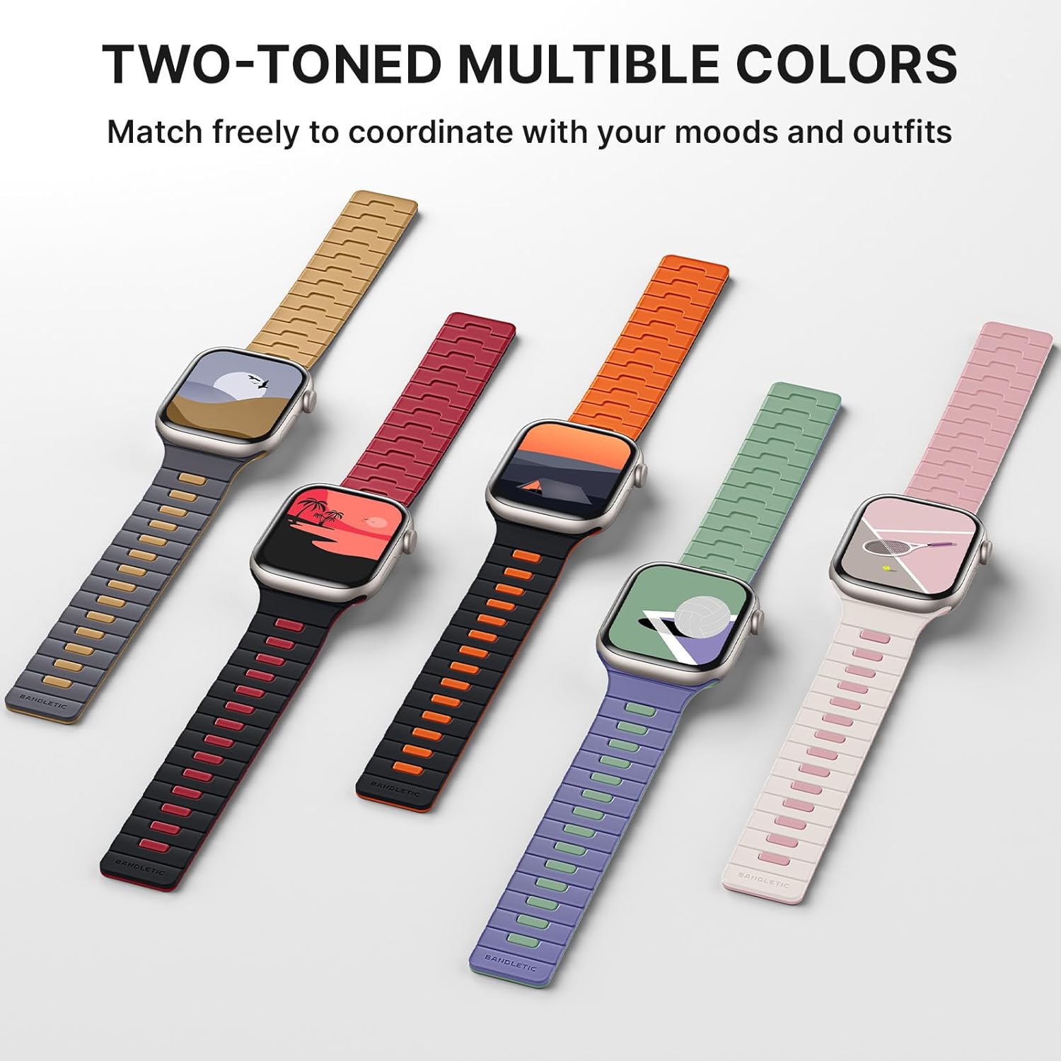 Bandletic Compatible with Apple Watch Ultra 2 Band Men Women, Dual-Sided Reversible Magnetic Silicone Soft Strap for iWatch 49mm(Ultra 3/2/1),46mm(11/10),45mm(9/8/7),44mm(SE3/SE2/SE/6/5/4),42mm(3/2/1)