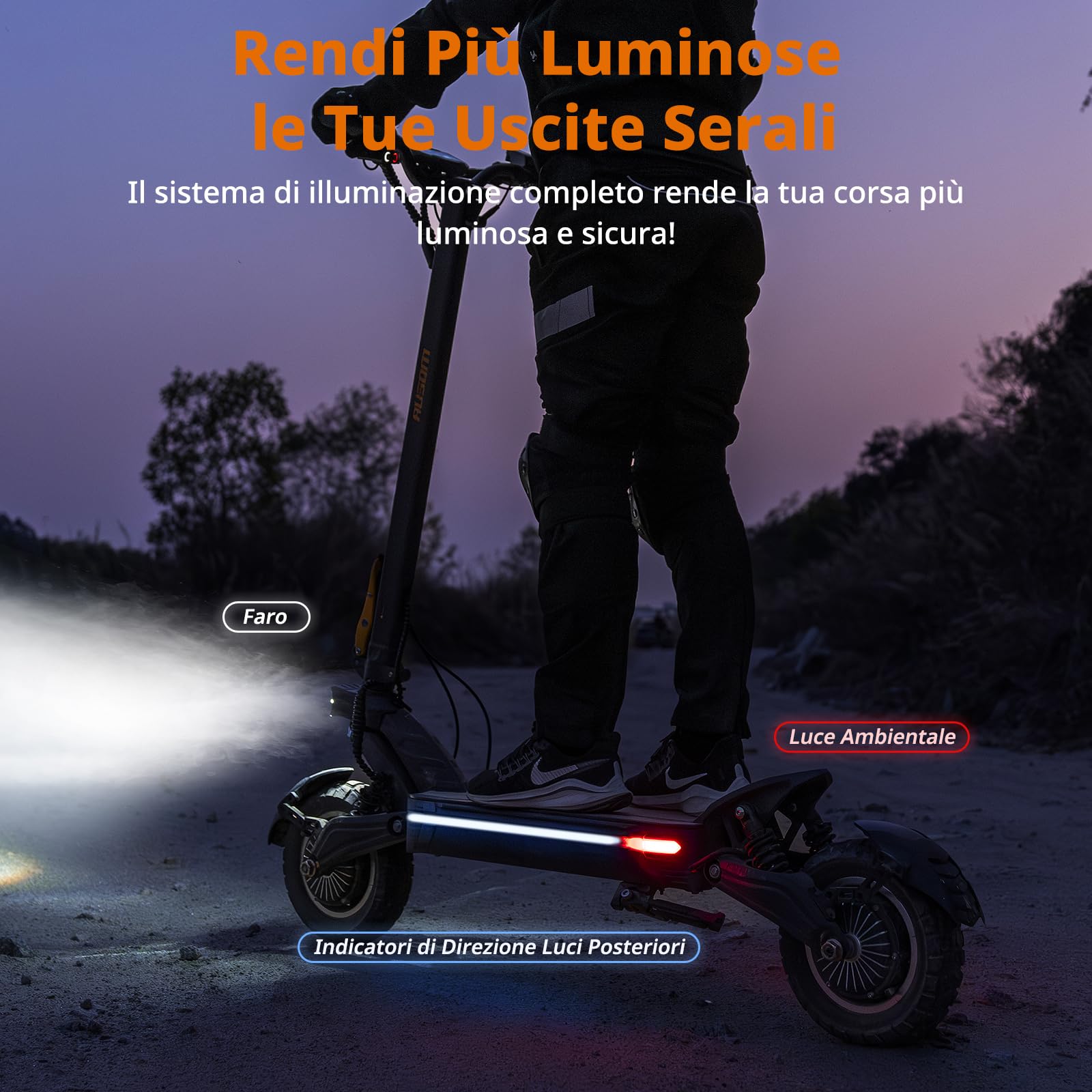 Monopattino Elettrico Ausom F1 Max, Dual Motor, Batteria 60V 20.8Ah, Resistenza fino a 100 km, Pneumatici Da 10x3.0 Pollici, Monopattino Elettrico Adulto Pieghevole