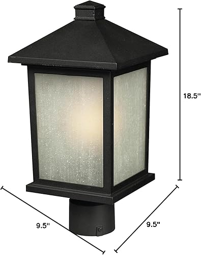 Miniatura 2 de Z-Lite 507PHB-BK Holbrook - Luz de poste para exteriores, marco de aluminio, acabado negro y sombra blanca de vidrio
