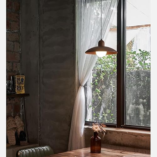 Miniatura 3 de Lámpara colgante de cristal con forma de globo nórdico, moderna lámpara colgante vintage con acabado de grano de madera de 11.8 pulgadas, cable