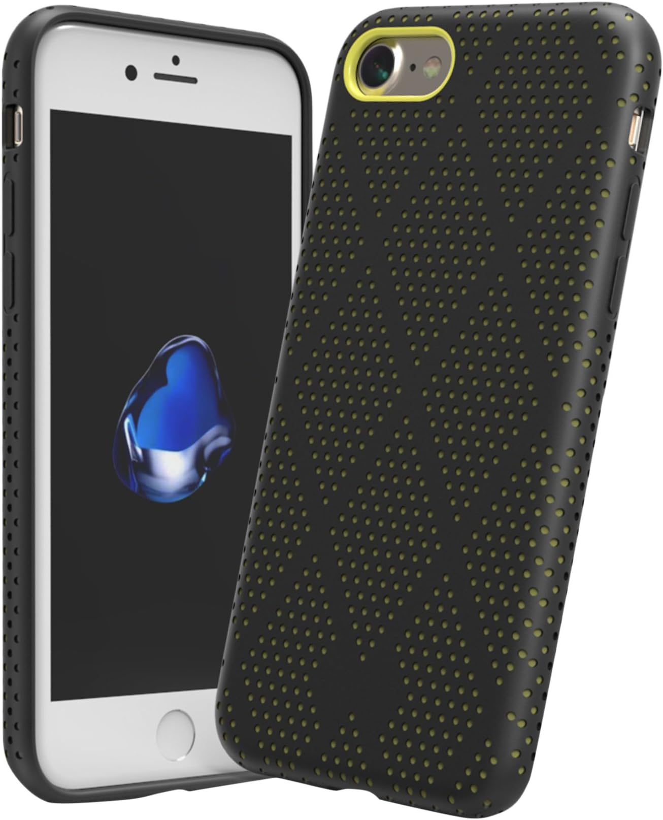 Marvotek Protective Case, iPhone 7 iPhone 8 Case Ultra-Thin Rugged PC Hollow Cooling Hole Protecting Rubber Frame iPhone Case Black