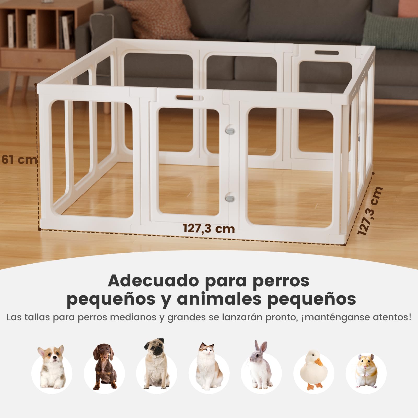 Gardner Pet Recinto para Perros en Acrílico Transparente, Corral Antirayaduras y Antideslizante, Parque Modular para Cachorros, Gatos y Conejos, Fácil de Limpiar y Expandible-12 Piezas- Blanco