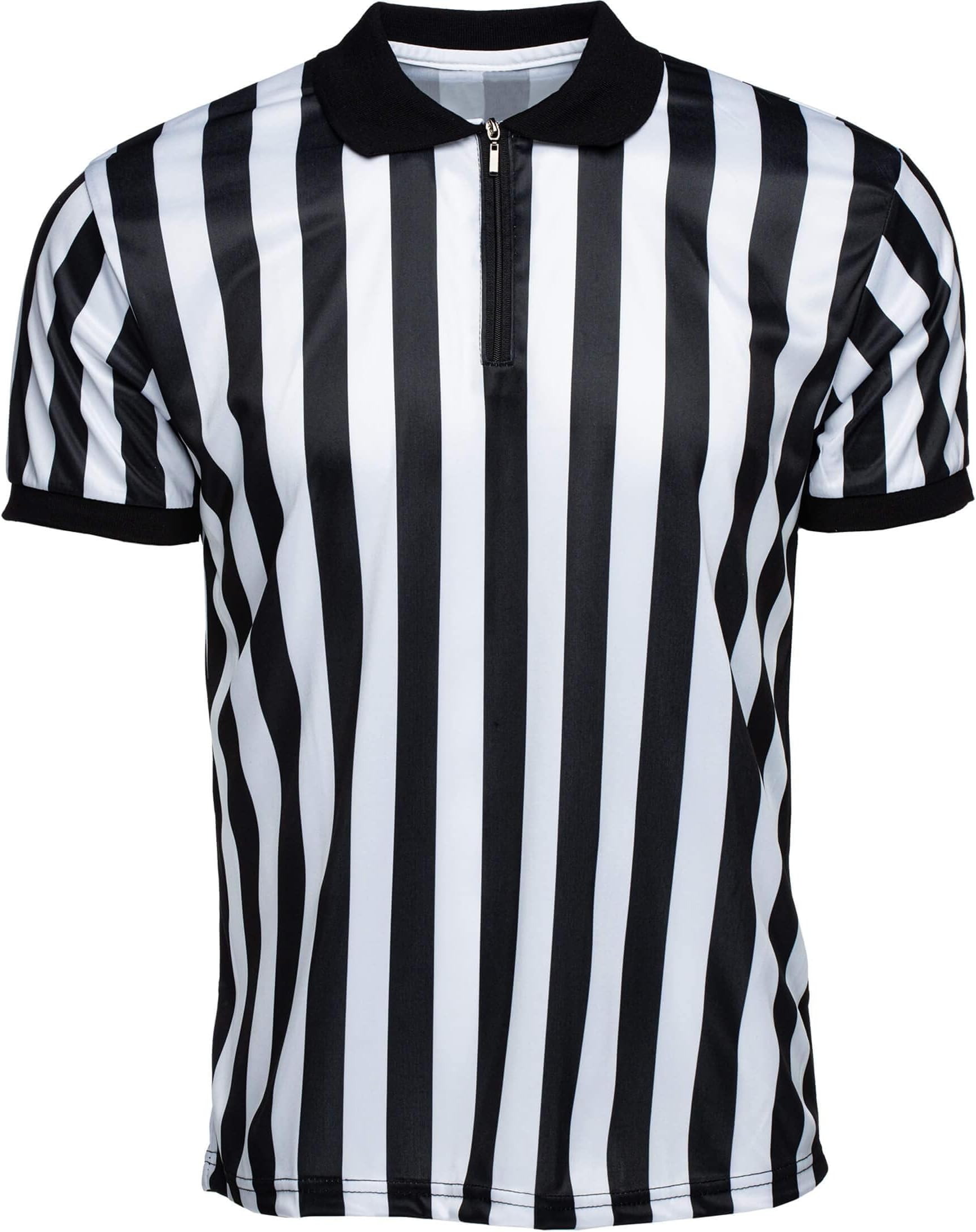 Men’s Referee Shirt Collared | Official Mens Ref Shirt Jersey Short Sleeve - Football Halloween Costume