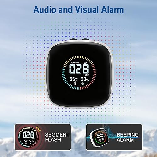 Miniatura 3 de Detector de monóxido de carbono portátil, detector de monóxido de co co recargable 3 en 1 con Fahrenheit (F) y humedad, co-detector para viajes,