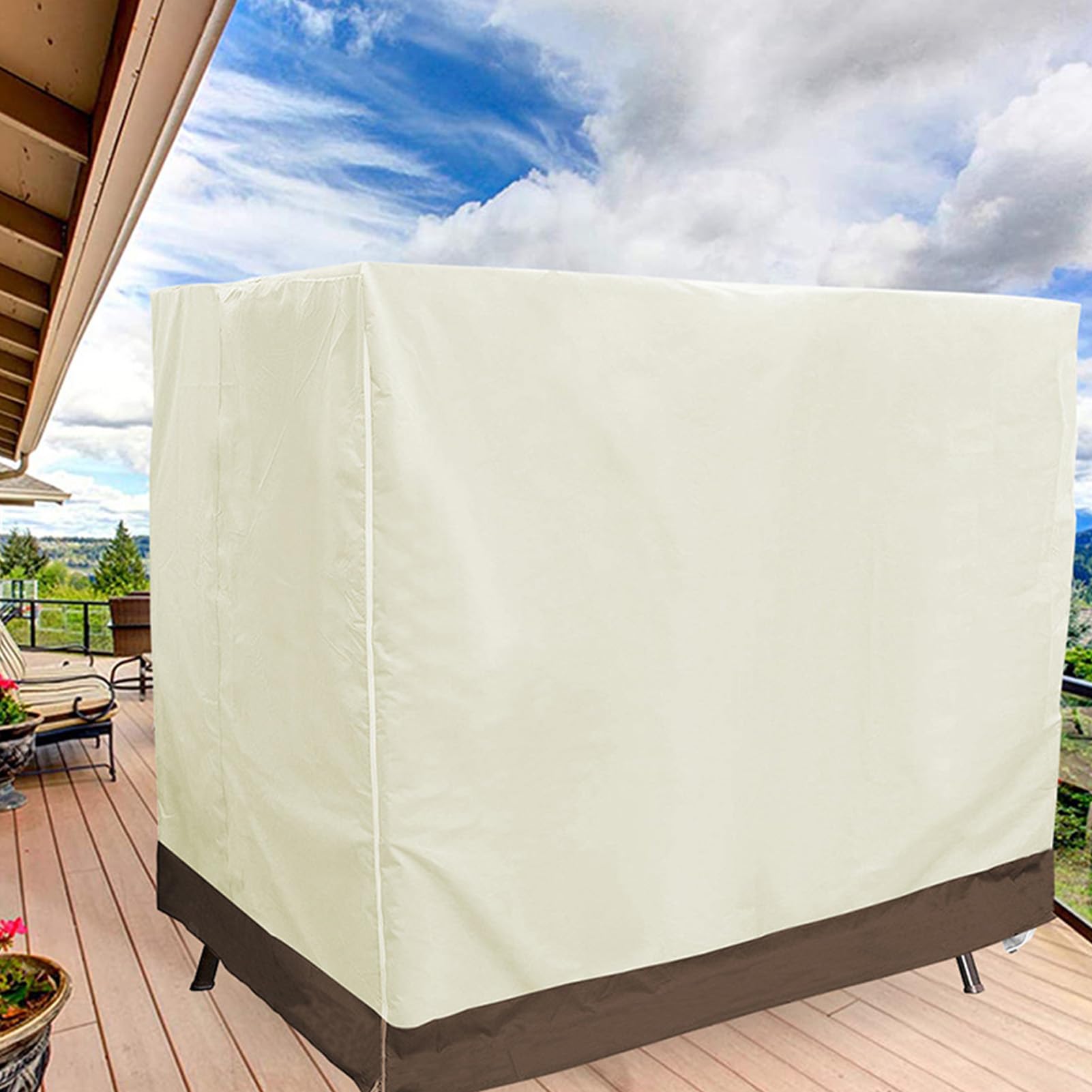Schutzhülle Für Gartenbank Und Loungesofa, wasserdichte Outdoor Möbel Abdeckung Aus 210d Oxford-gewebe Mit Uv-Schutz, Windfeste Bankabdeckung Für Terrasse Garten, Coffee Three seater-88 * 60 * 72inch
