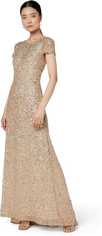 Adrianna Papell Vestido de Lentejuelas de Manga Corta para Mujer