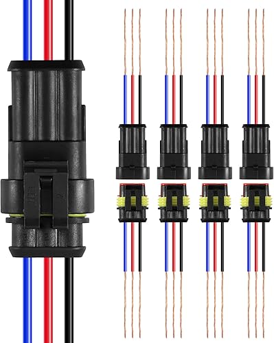 RDBS Kit de 5 conectores de cable eléctrico de 3 pines, enchufe macho y hembra impermeables de 3 vías para automóvil, camión, motocicleta, barco disponible en Yaxa Colombia