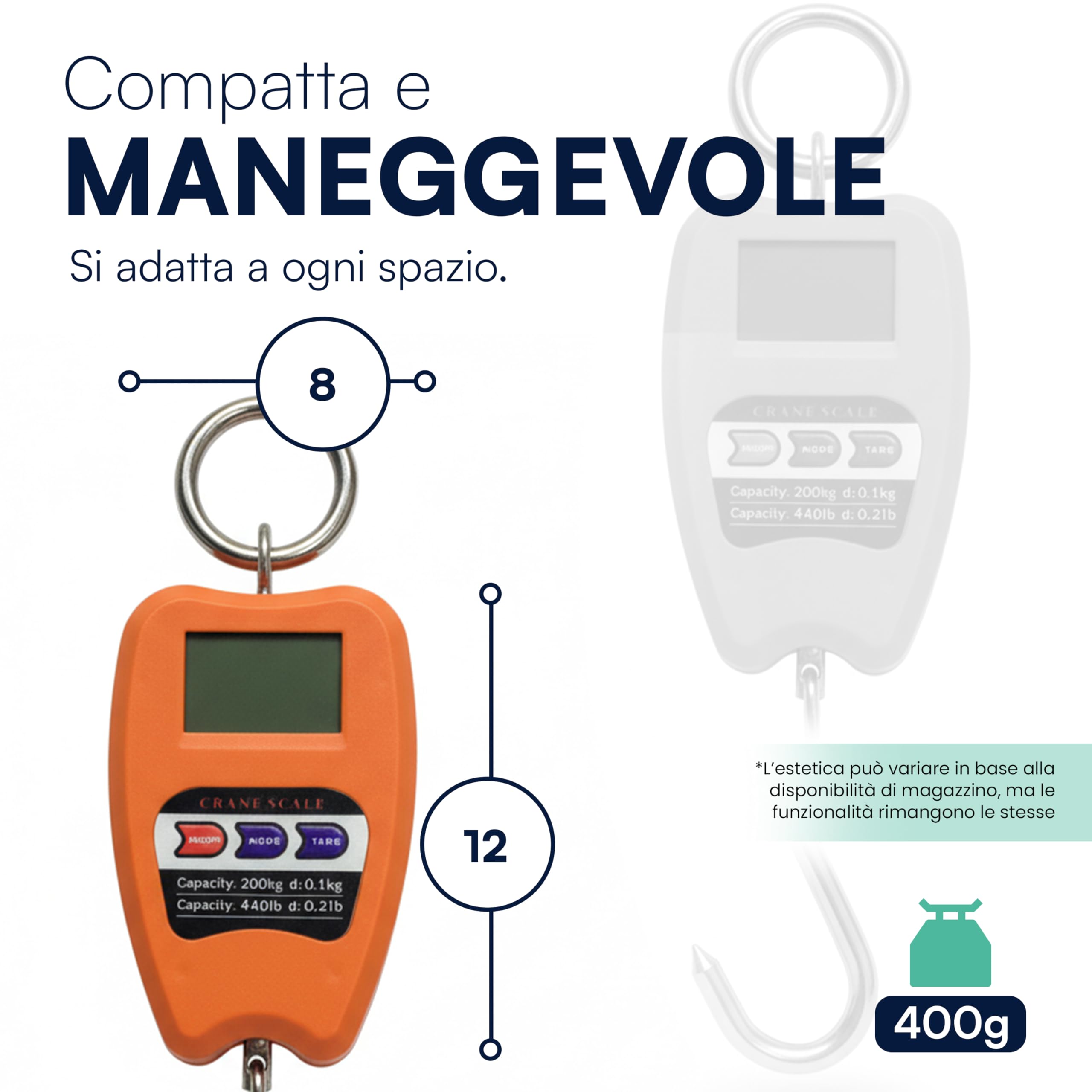 TEMPO DI SALDI Balance professionnelle numérique industrielle crochet dynamomètre ressort max 200 kg, Assortis