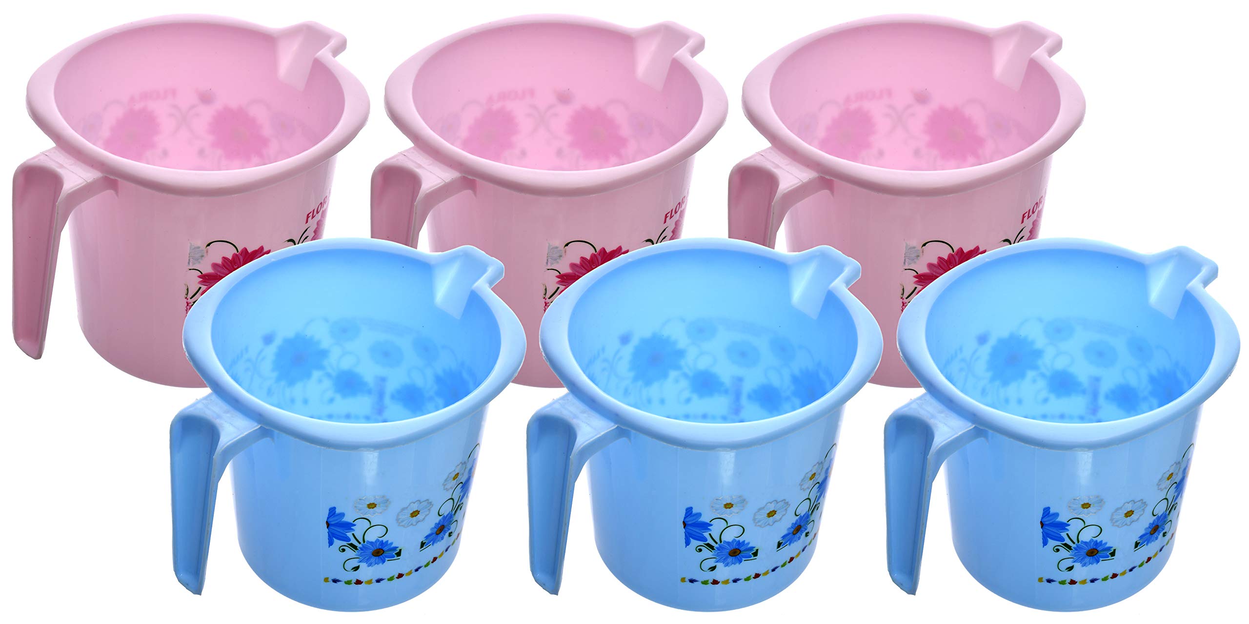 Kuber Industries Floral Printed Virgin Plastic 6 Pieces Bathroom Mug, 1000 ml (Blue & Pink)-KUBMART1255 (B08BSK6YYN) Amazon Price History, Amazon Price Tracker