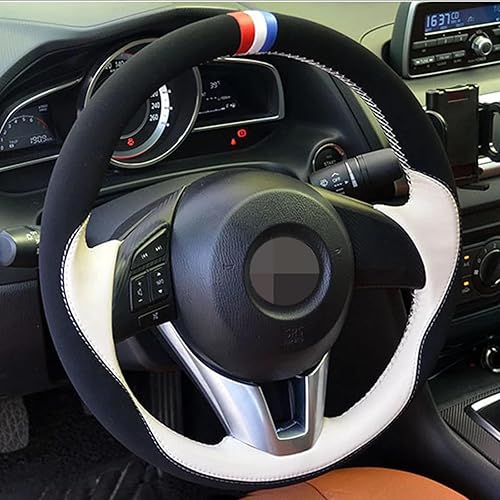 Miniatura 2 de KaRFri Funda de cuero de gamuza para volante de automóvil, apta para Mazda Atenza 2014 CX-5 CX5 Mazda 3 CX-3 2016