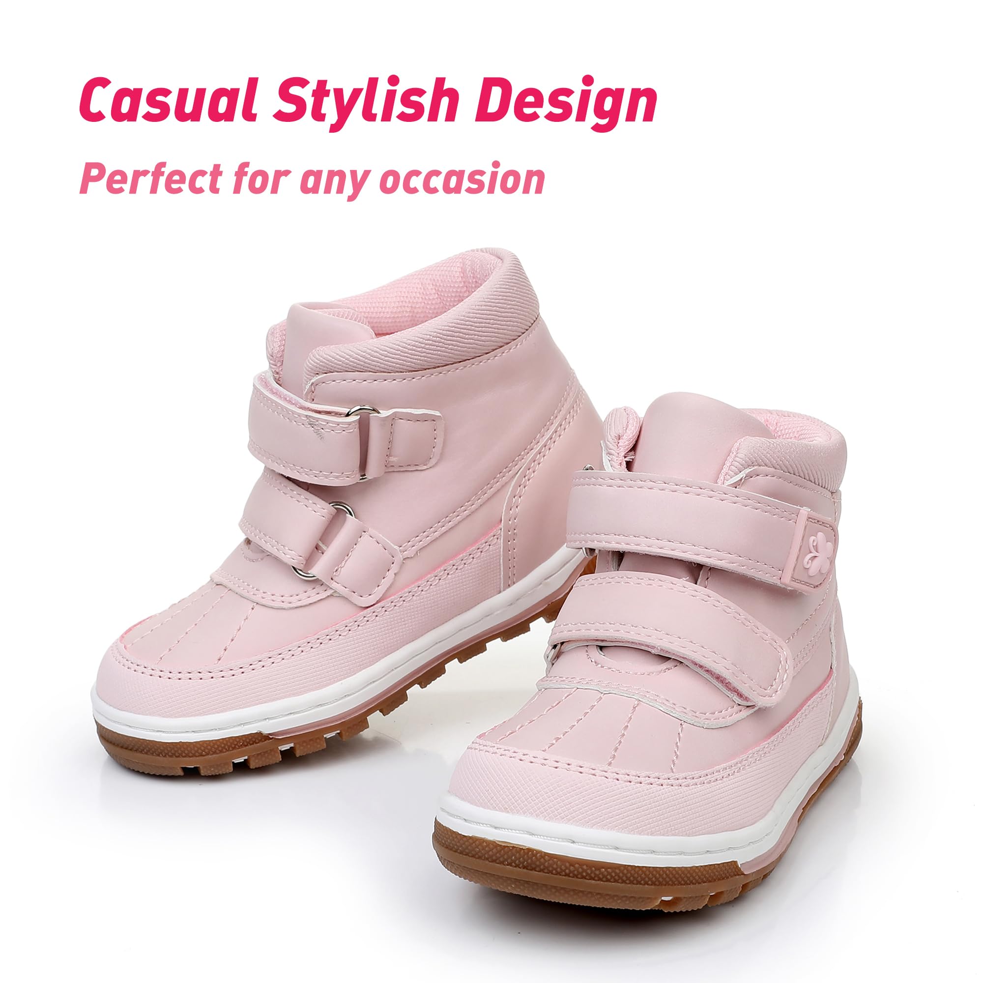 Ahannie Botas de invierno resistentes al agua con gancho y bucle, tallas 5-13
