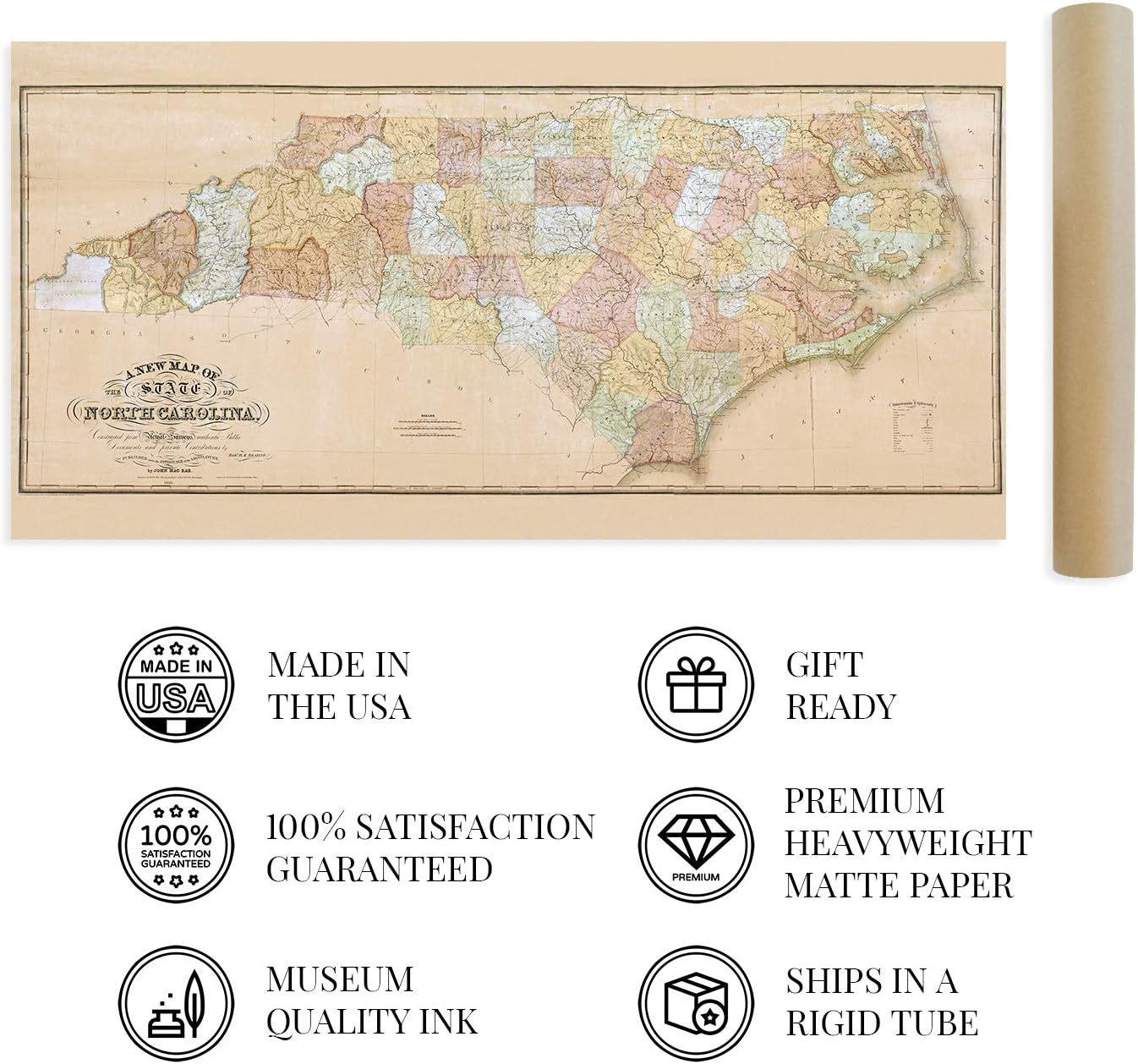 Best Cyber Monday 🔥 HISTORIX Vintage 1833 North Carolina State Map - 24x48 Inch North Carolina Vintage Map Constructed from Actual Surveys - NC Wall Art - North Carolina Map Wall Decor - North Carolina Poster (2 Sizes) Exclusive Discount 🔥 HISTORIX Vintage 1833 North Carolina State Map - 24x48 Inch North Carolina Vintage Map Constructed from Actual Surveys - NC Wall Art - North Carolina Map Wall Decor - North Carolina Poster (2 Sizes)