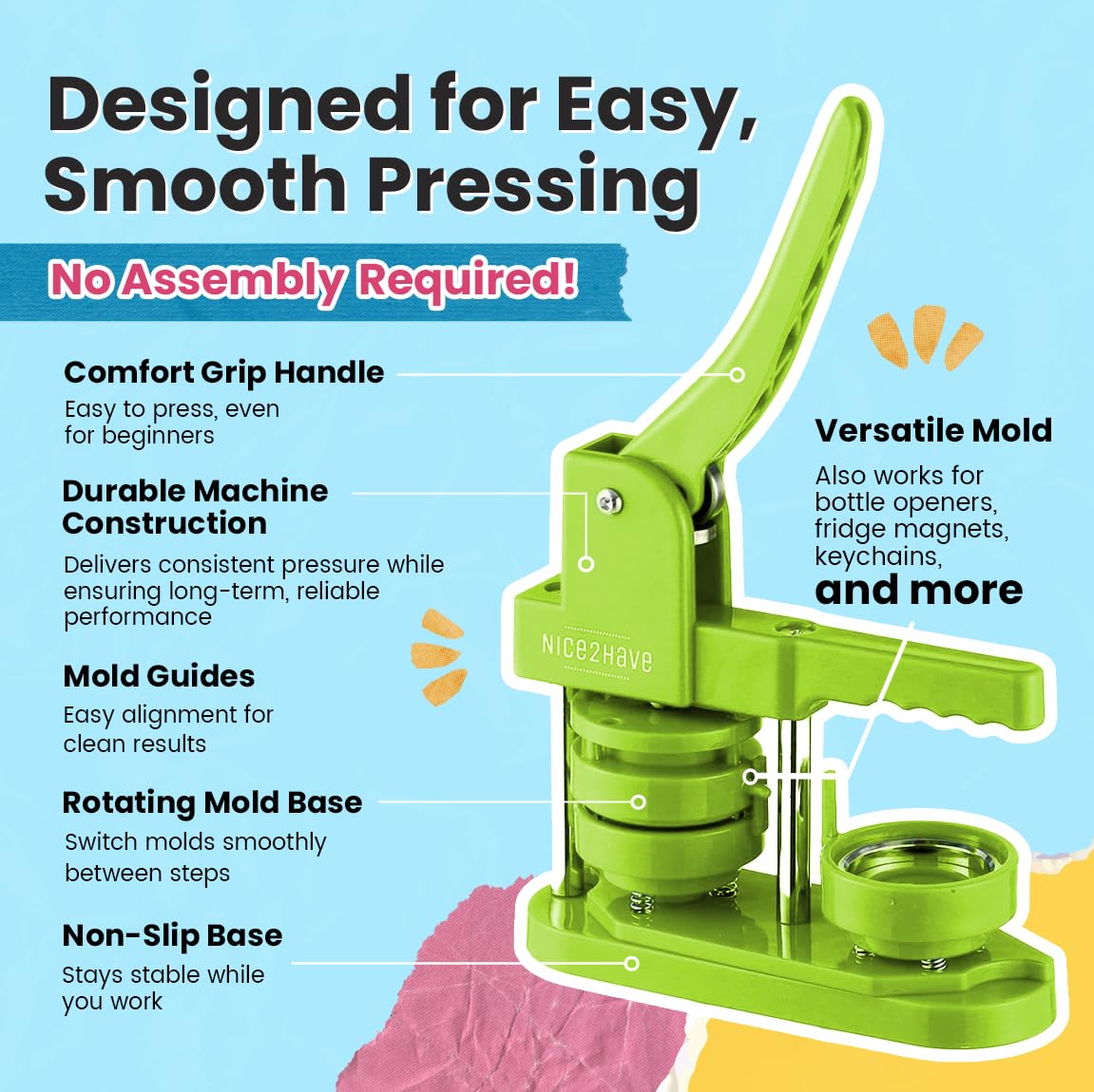 Button Maker Machine Kit - Make 100 Buttons & Magnets -4