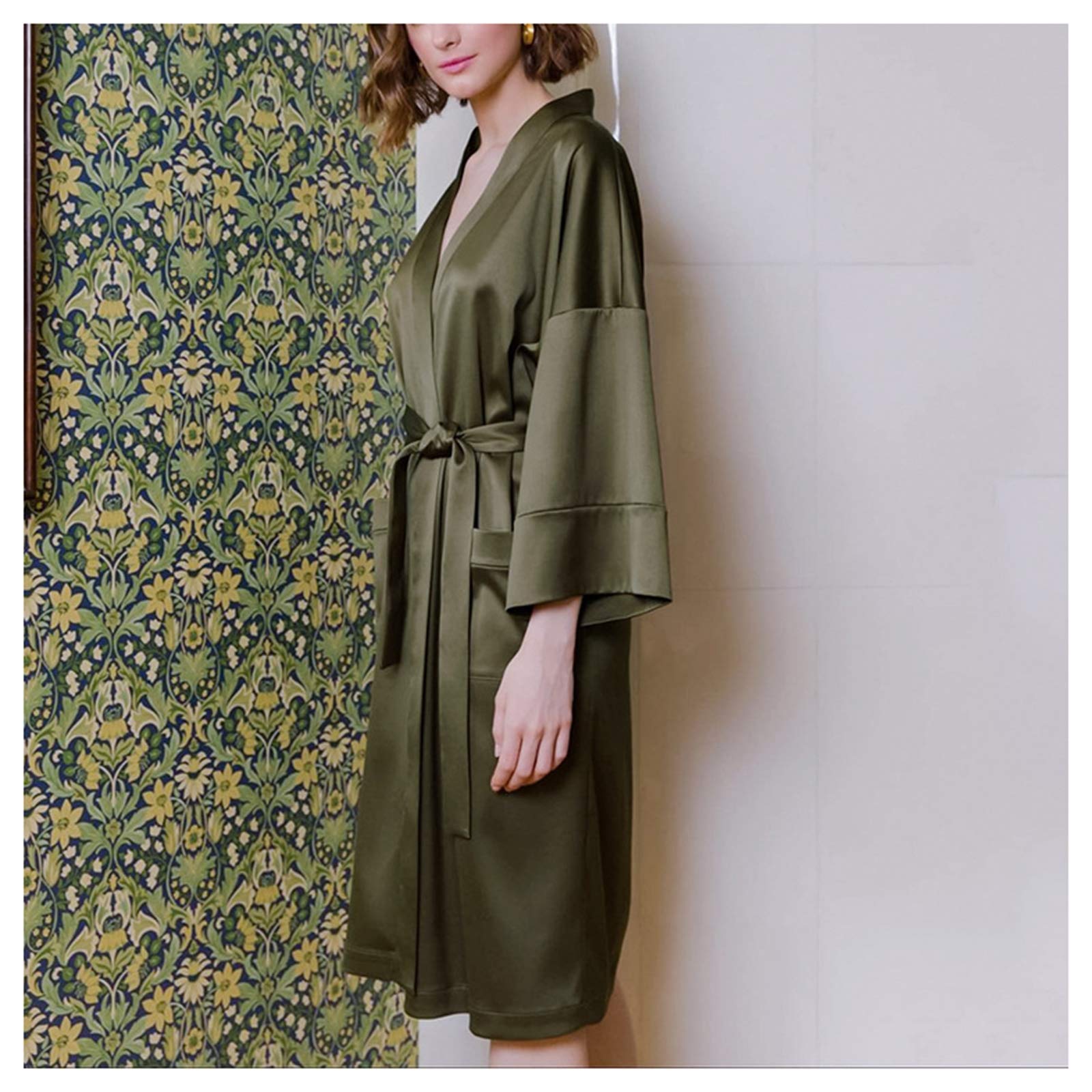 Peignoir à lacets pour femmes, une chemise de nuit cardigan mi-longue pour vos douces nuits M