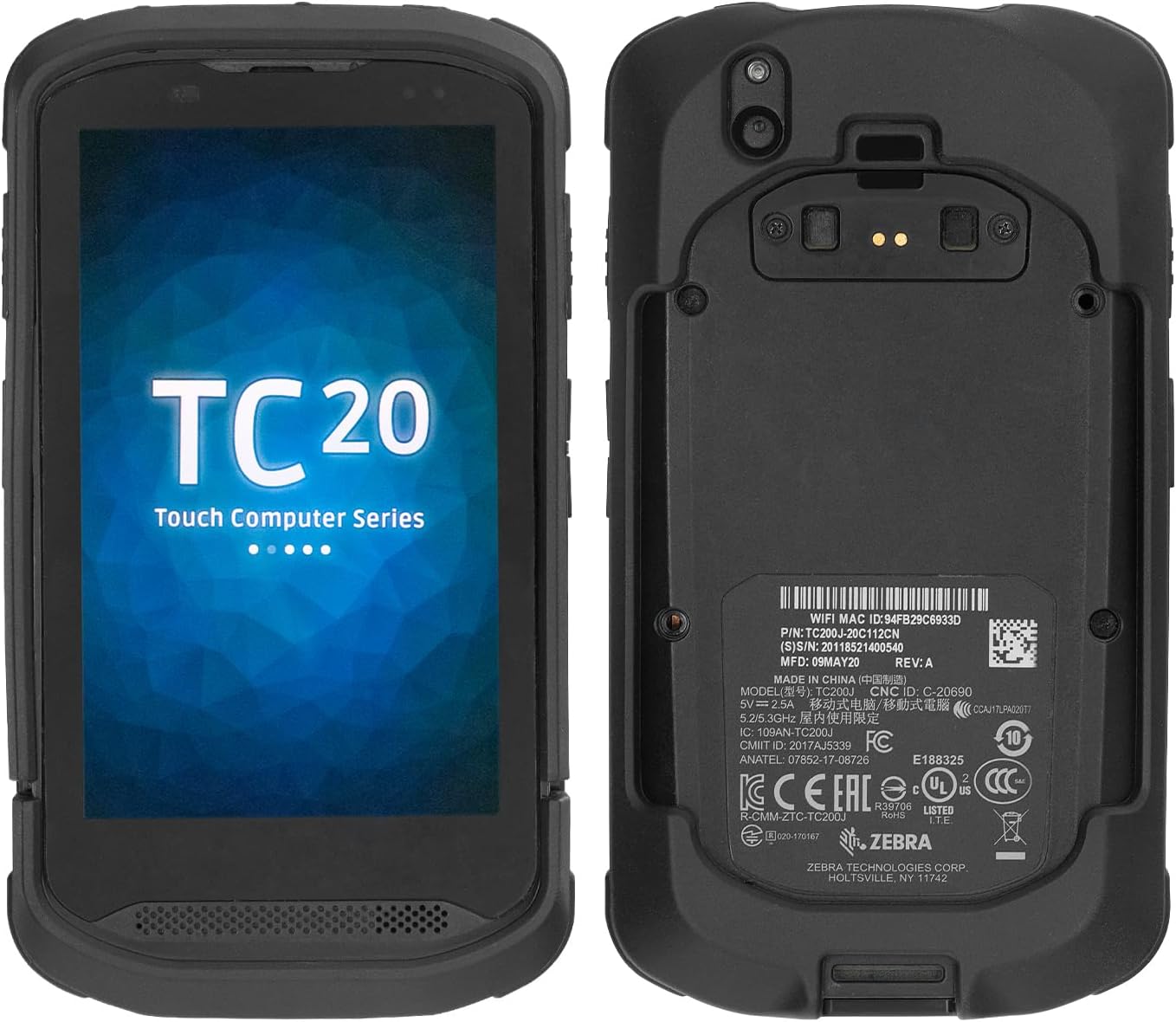 TC20 Protective Bumper Case for Zebra TC20 TC200J TC25 Full Touch Barcode Scanner Mobile Computer, Rugged TPU Rubber Cover Fall-Resistant, for Devices Without Keyboards