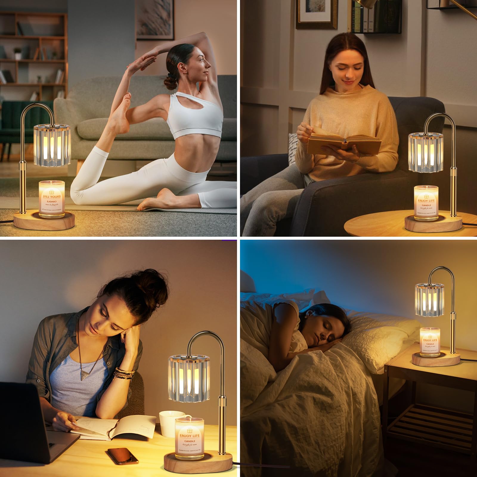 Loowoko Lampe Chauffe Bougie, Chauffage Bougie avec Minuterie et Variateur,Réglable en Hauteur,avec 2 Ampoules,Candle Warmer Lamp pour Bougies Parfumées en Verre, Maison, Chambre, Décoration