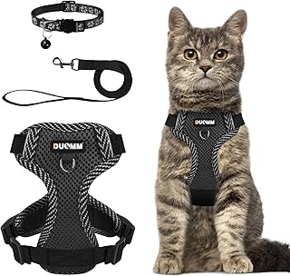 Dricar Katzengeschirr mit Leine Ausbruchsicher Verstellbar, Katzenleine mit Geschirr für Katzen, Komfortables Cat Harness Brustgeschirr mit Reflektierenden für Katzen und Kleine Hunde (Schwarz, M) product image