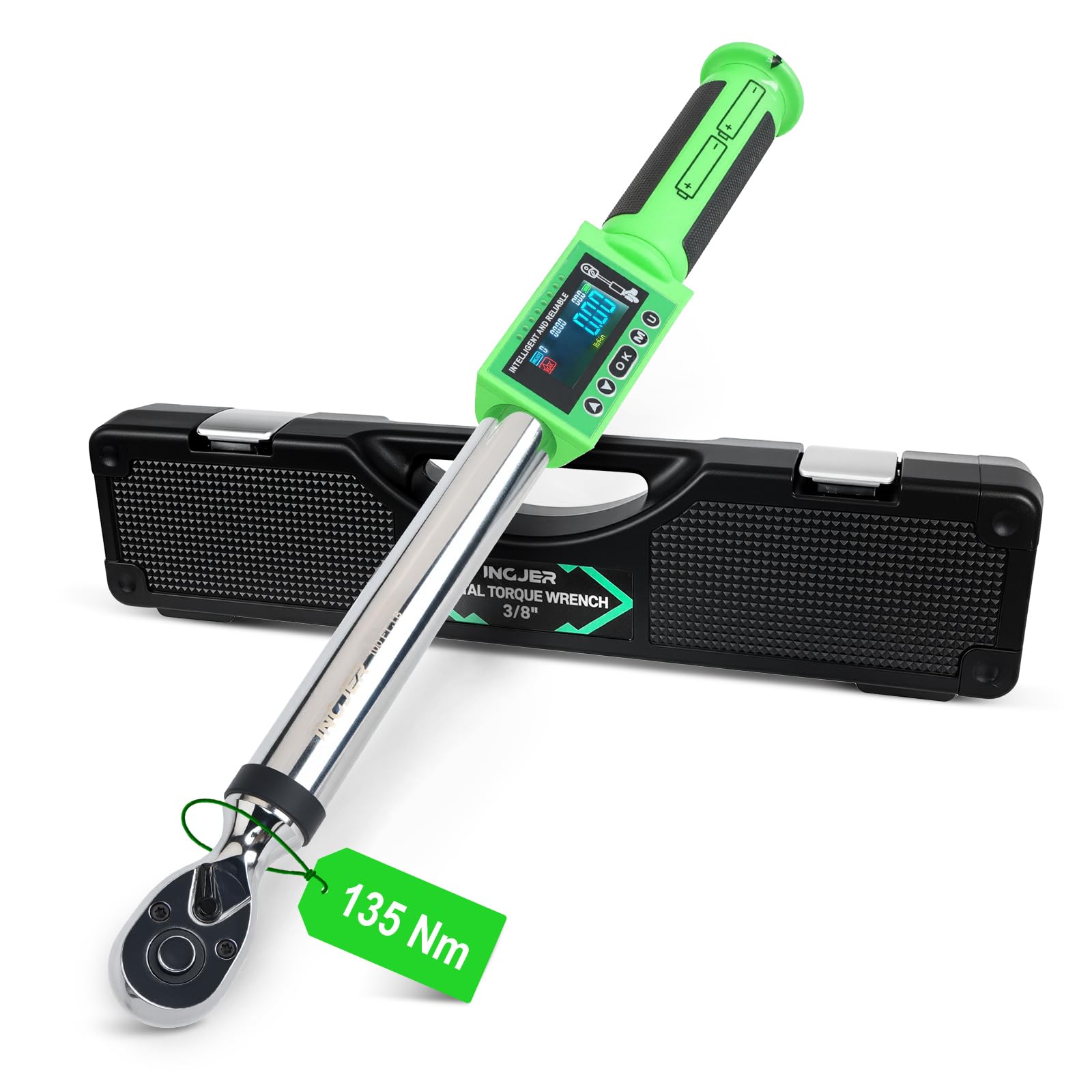 3/8 Inch Drive Digital Torque Wrench 6.75-135NM Accurate to ±2% Electric with