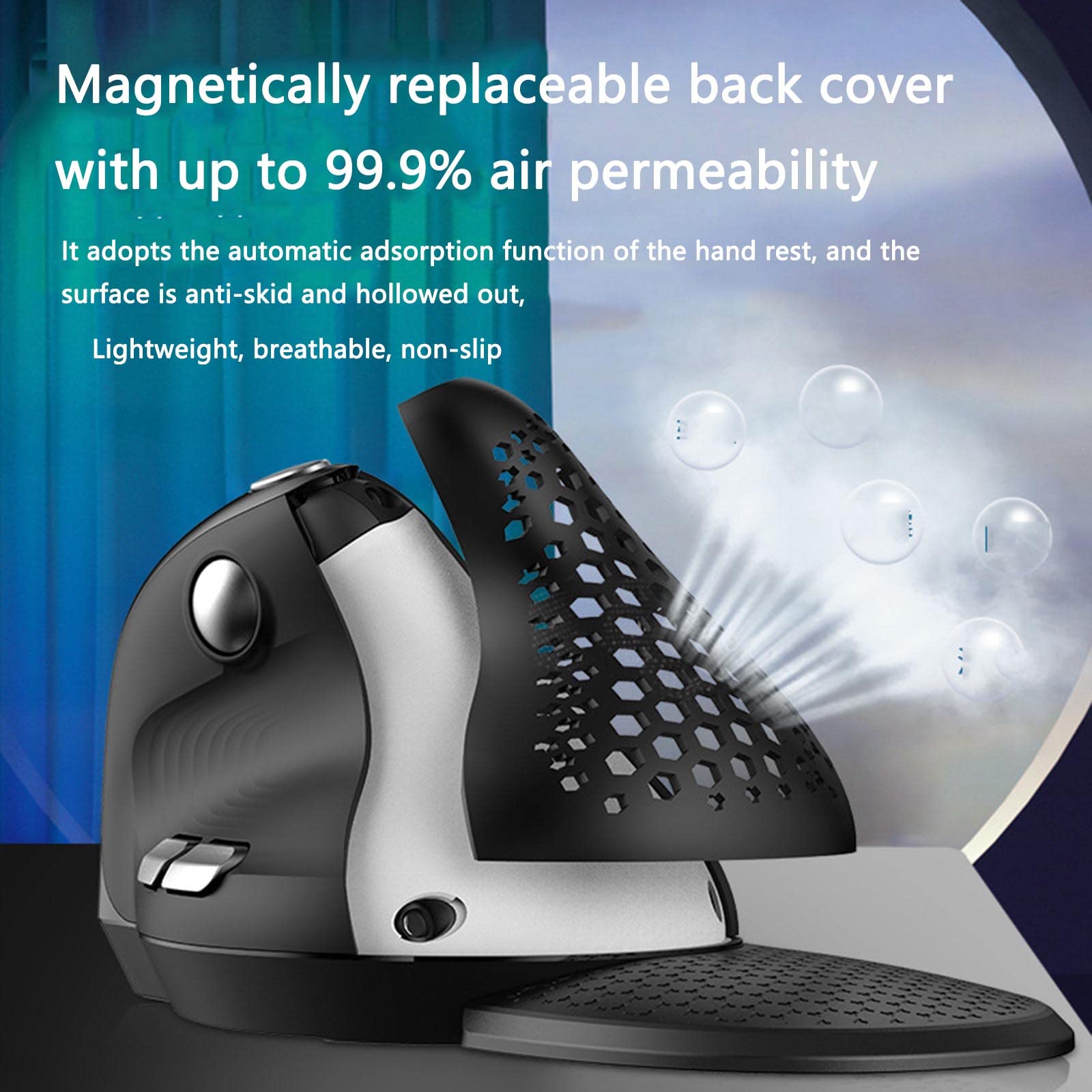 Mouse wireless per computer portatile, USB Bluetooth ricaricabile, design ergonomico verticale, 2,4 GHz, dispositivo di puntamento con rotella per pollice fotoelettrico
