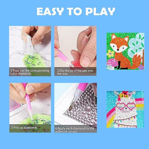 Miniatura 3 de DIYDECORFUN Kit de pintura de diamante de alpaca para niños, animales pingüinos, kits de arte de diamantes 5D por números, pintura de diamantes de