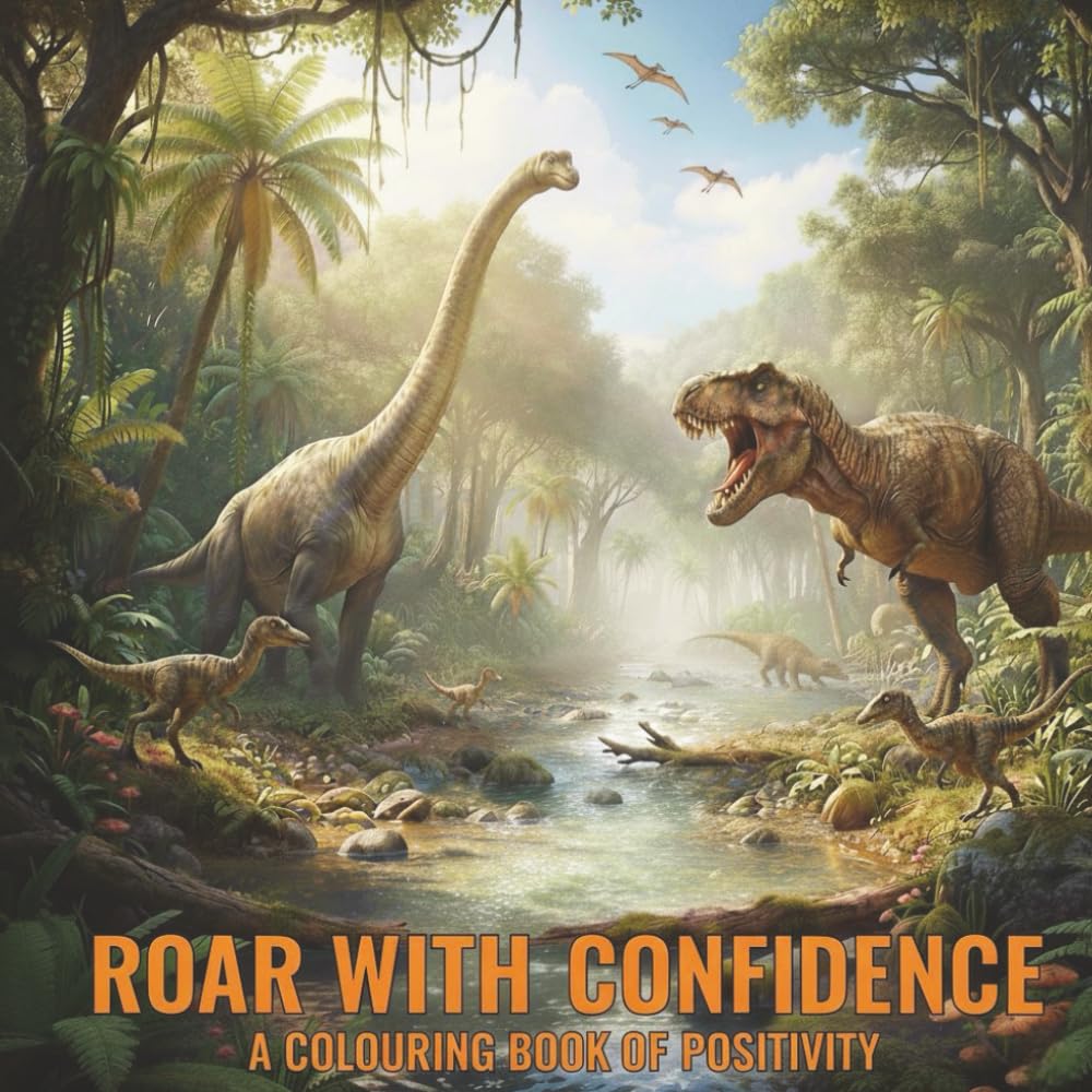 Roar with Confidence: dinosaur colouring book