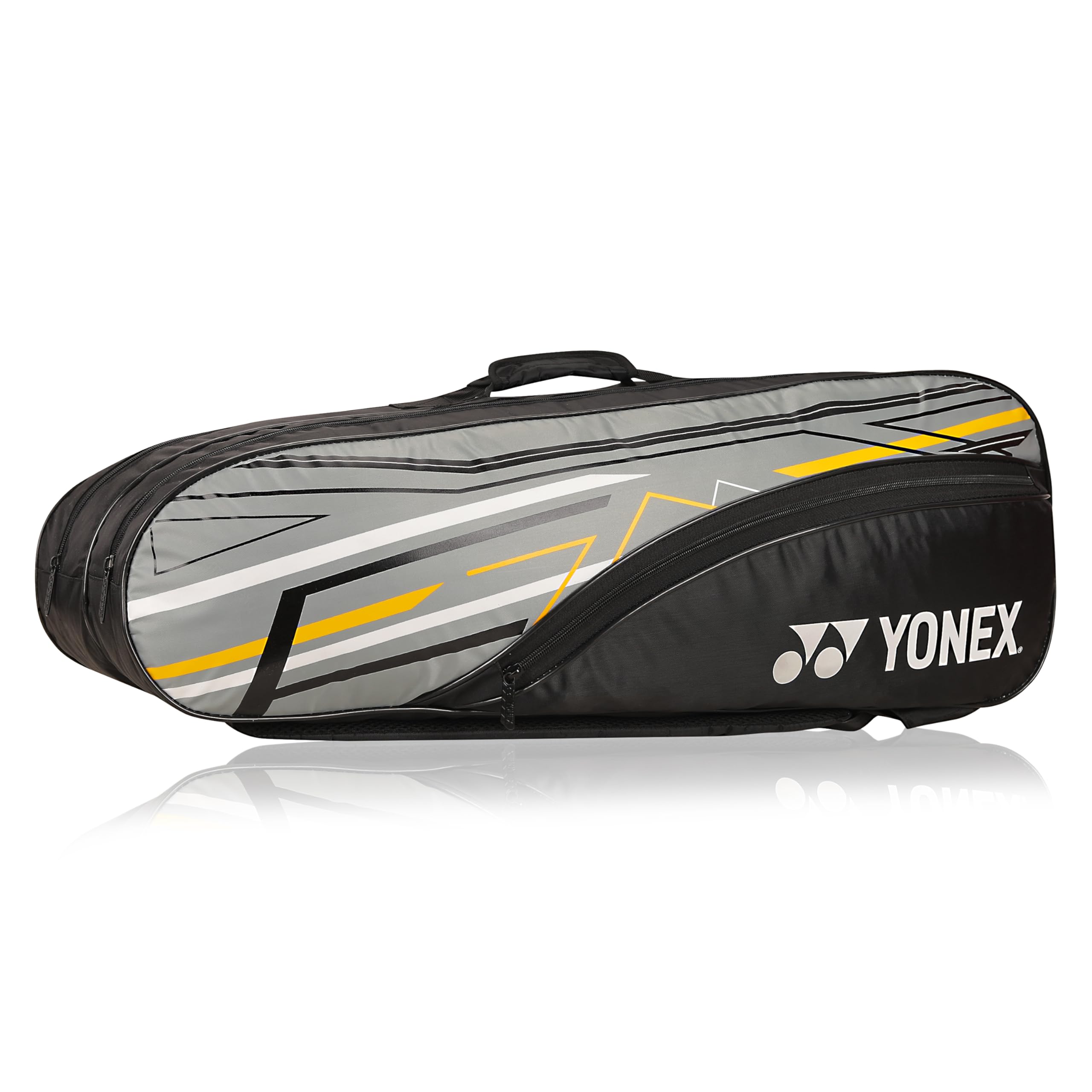 Yonex Elegante borsa per kit da badminton, doppio scomparto con cerniera per riporre 6 racchette e vestiti, tasca laterale, cinghie posteriori, scomparto per accessori, realizzata in India