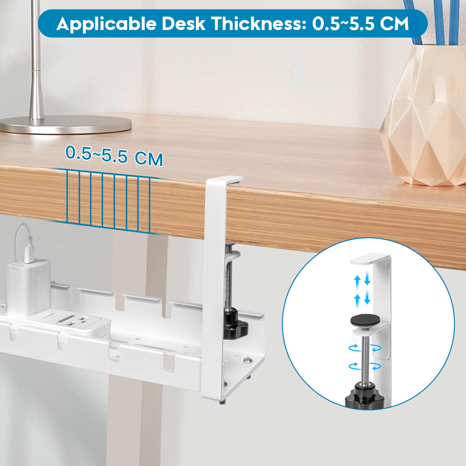 Passacavo A Spazzola Per Scrivanie - Set 4 Pezzi Bianchi Per Cablaggio Ordinato - Foto 4