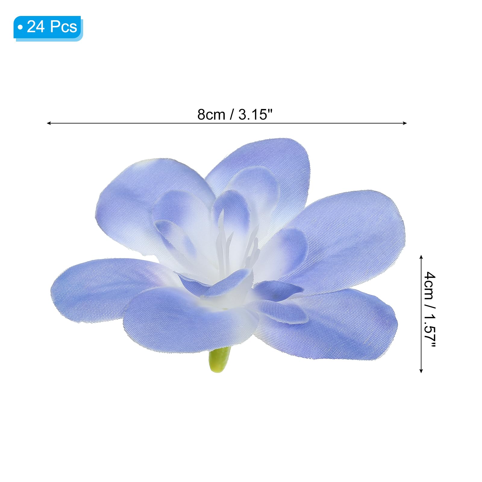 PATIKIL Artificial Orchid Petals, 24Pcs Faux Orchid Flower Head Fake Butterfly Flowers Crafts for Home Wedding Decoration Blue - Image 2
