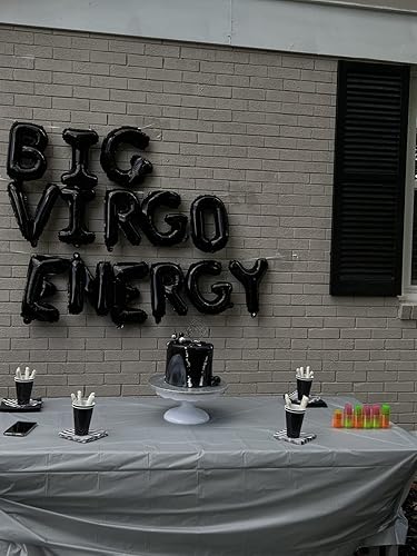 Miniatura 8 de Ninalems Party Cartel de globos de energía de acuario grande negro decoraciones de fiesta de cumpleaños cumpleaños de acuario letras de 14 pulgadas