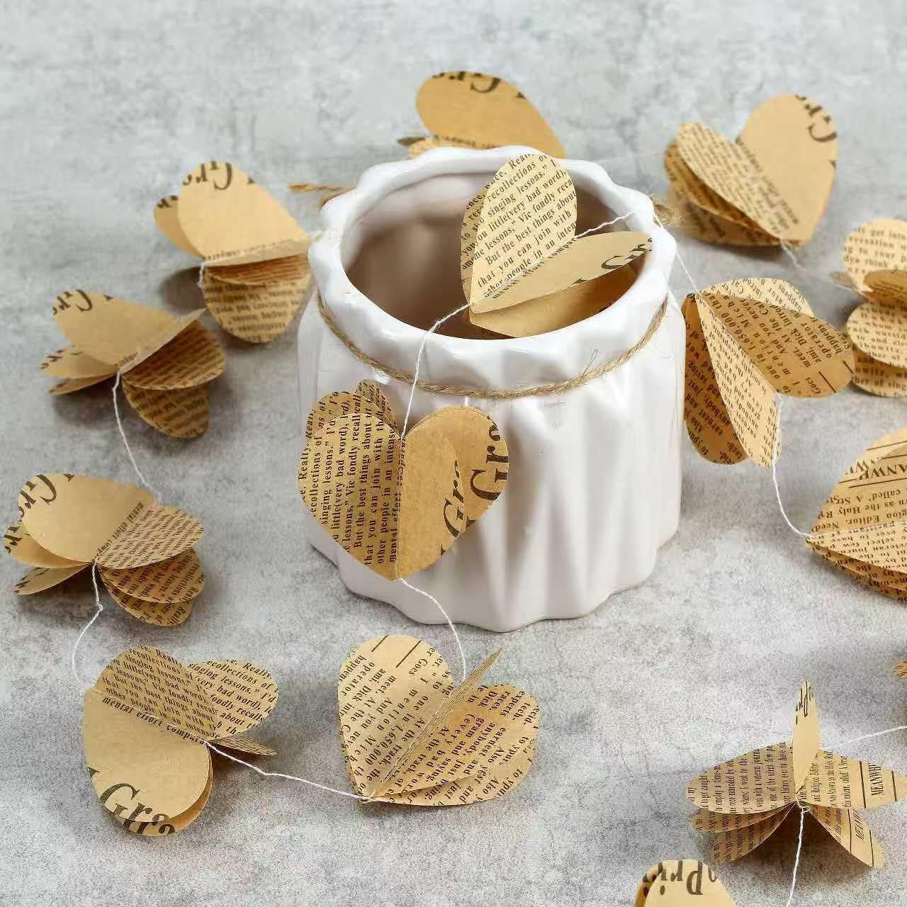 Guirlande 3D cœur vintage pour mariages et fêtes rétro
