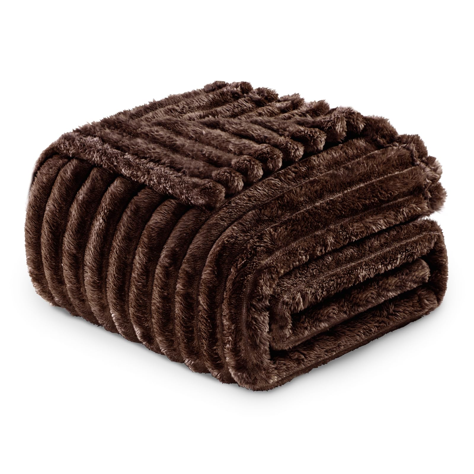 Exclusivo Mezcla Fleece Throw Blanket for Sofa Super Soft Striped Jacquard Bed Blanket