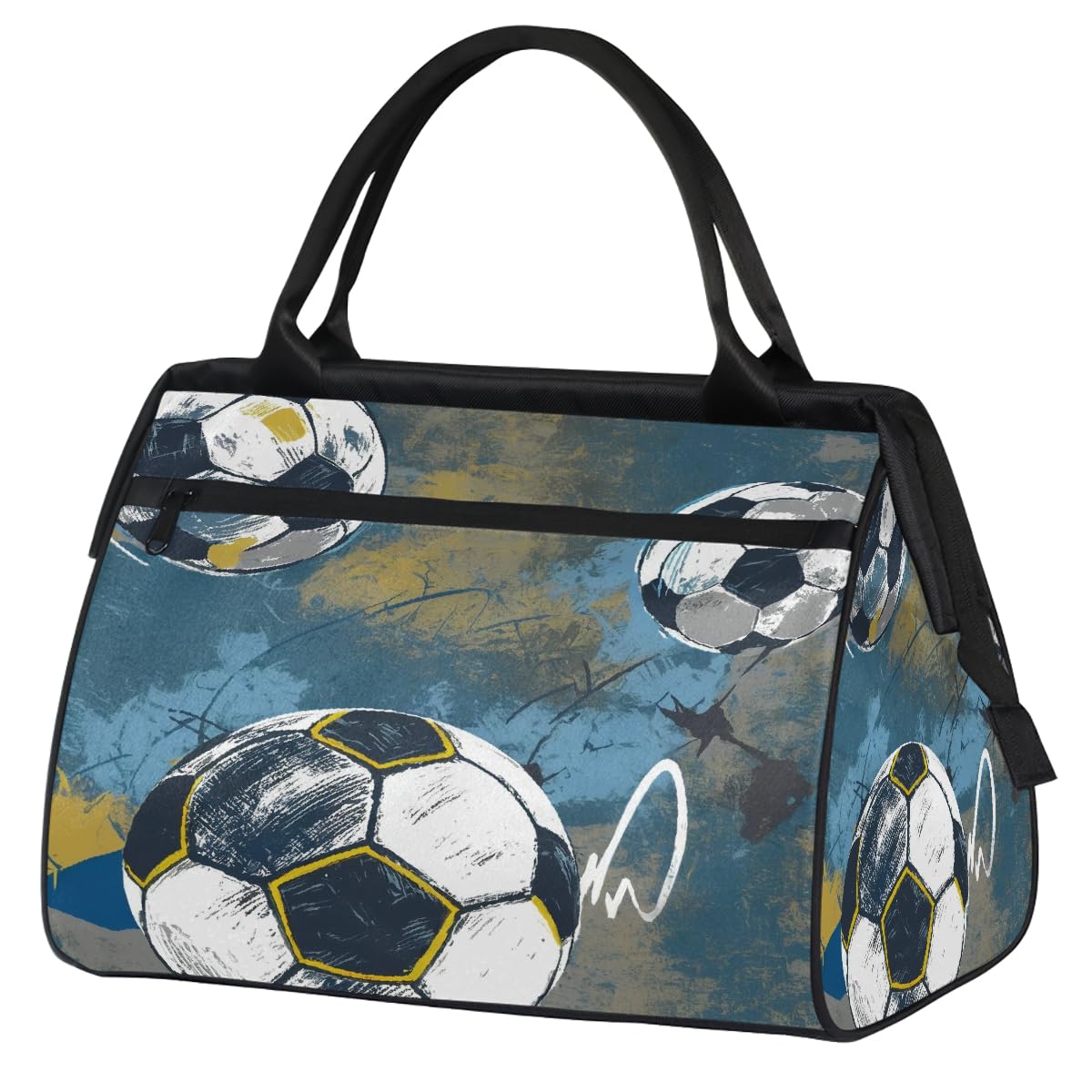 Bolsa de deporte de fútbol vintage para hombres y mujeres, bolsa de lona impermeable para fin de semana, bolsa de viaje ligera para equipaje de mano