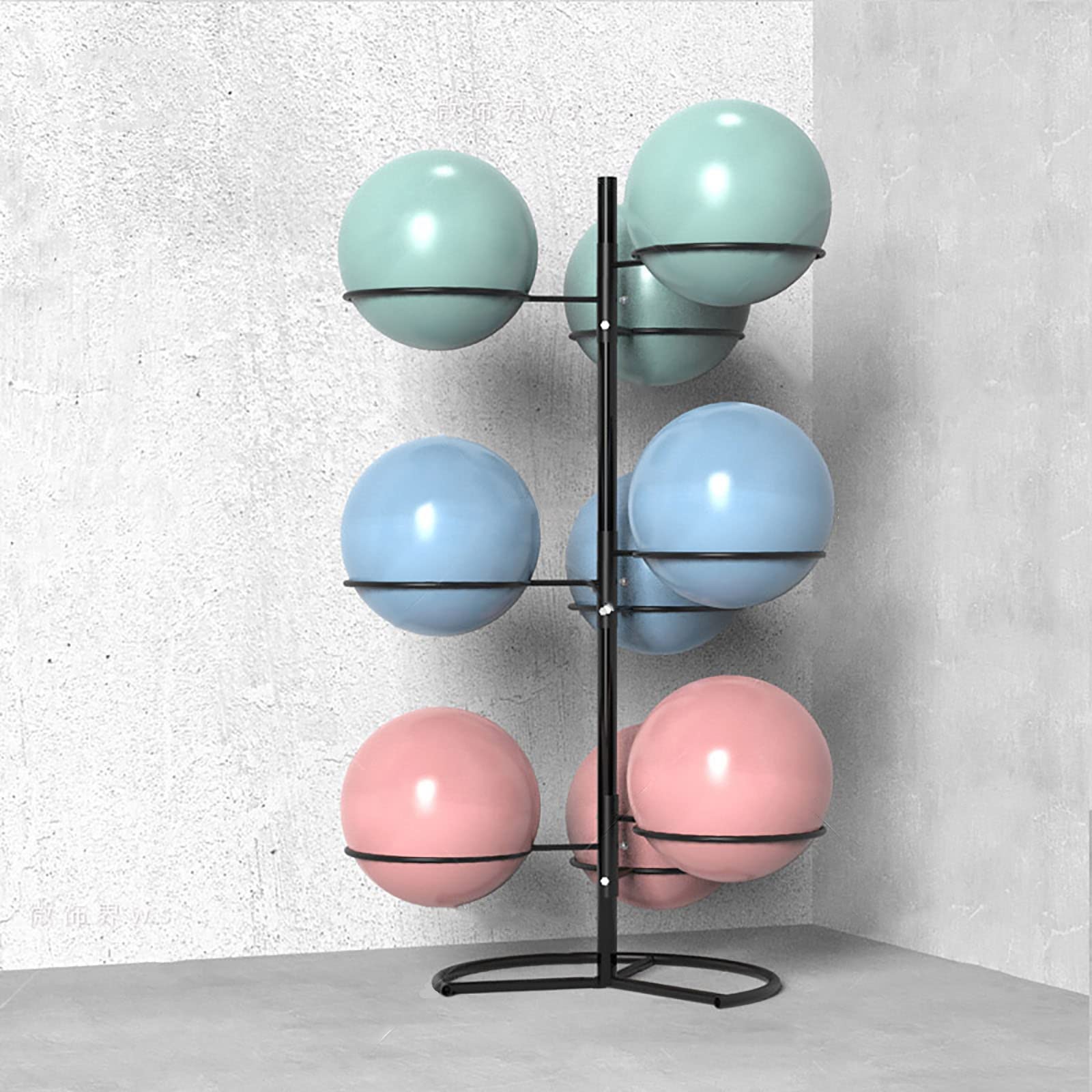 Estante de Gran Capacidad para Pelotas de Yoga - Organizador de Almacenamiento de Metal de pie para 9 Pelotas de Pilates, 180 cm de Altura, Duradero y Que Ahorra Espacio.
