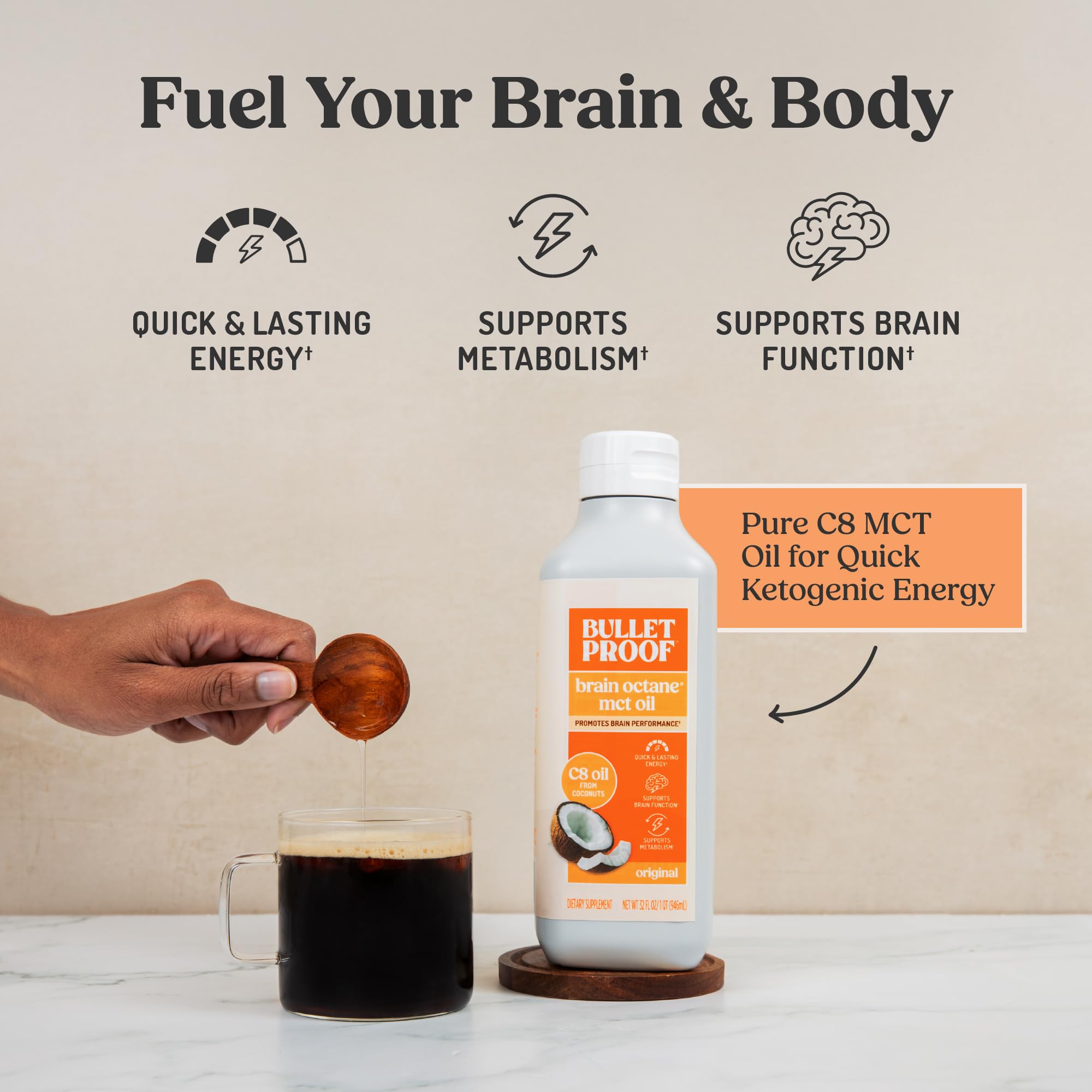 Bulletproof Brain Octane C8 MCT Oil, Non-GMO, 32 oz – 100% C8 from Coconut — Amazon image 4