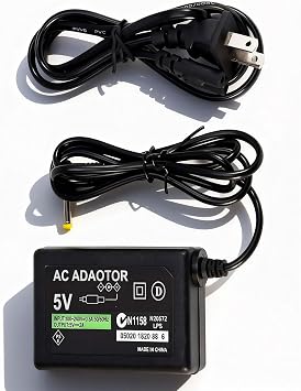 Replacement PSP Charger AC Adapter 5V Compatible with Sony PSP 1000 PSP Slim & Lite 2000 3000 PSP-110 PSP-1001 Series PSP-1001, 2001, PlayStation 3001 E-1000 L-Shape Replacement Sony Power Cord