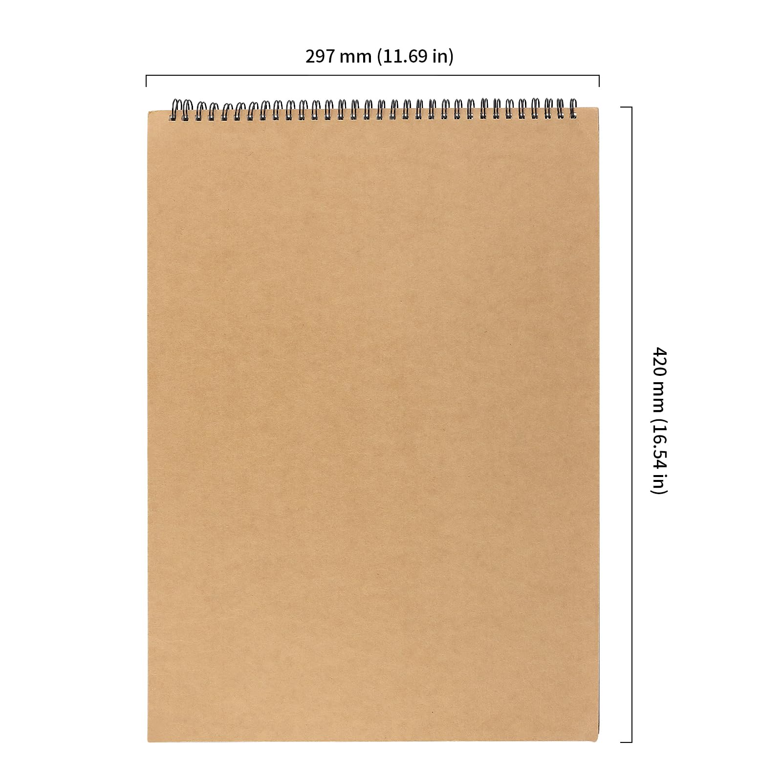 DAKFOOK 8 cuadernos de bocetos A3, 30 hojas/60 páginas hacia arriba, bloc de bocetos con espiral, bloc de dibujo A3, álbumes de recortes de arte con cubierta de papel kraft para dibujar y tomar notas