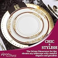 Vista 4 de Elegante vajilla desechable de plástico resistente, platos de plástico de diseño elegante, para bodas, cumpleaños y todas las ocasiones