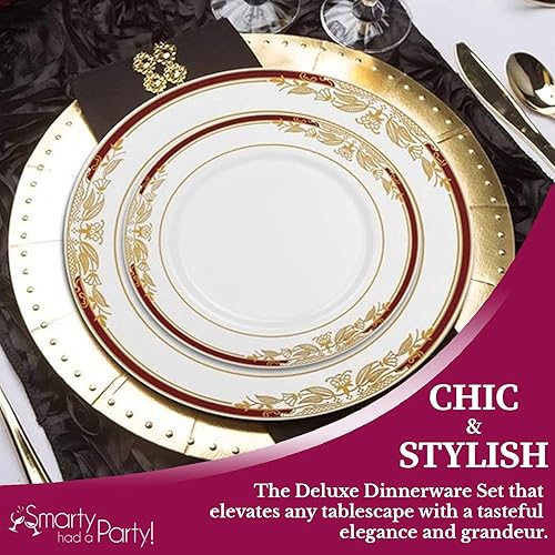 Miniatura 4 de Elegante vajilla desechable de plástico resistente, platos de plástico de diseño elegante, para bodas, cumpleaños y todas las ocasiones (blanco con