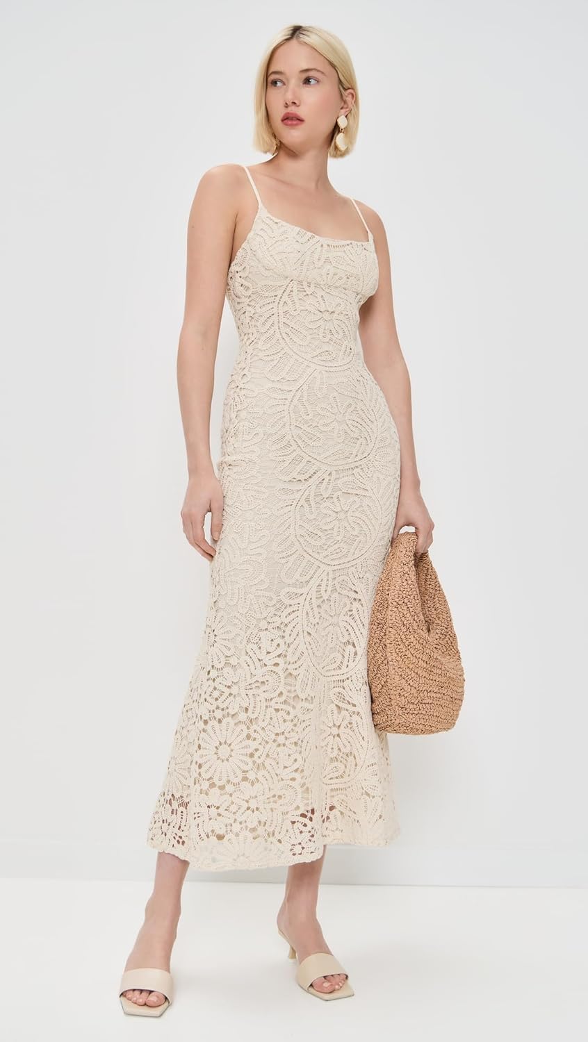 Stretch Crochet Lace Midi Dress