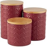 Vista 14 de DII Kitchen Accessories Collection, juego de recipientes de cerámica mate texturizados, color blanco antiguo, color vid, 3 piezas