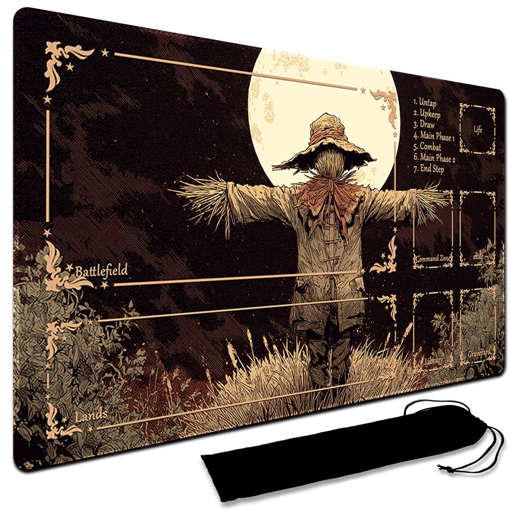 MTG Playmat,With Waterproof Storage black Bag Szie 60 x 35CM , With Zone MTG playmat Stitched Edges Game Play Mat Trading Card Game Playmats TCG Game Mat (With Zone,7)