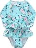 Aisyee Baby Girls One Piece Swimsuits Long Sleeve Rash Guard Swimshirts