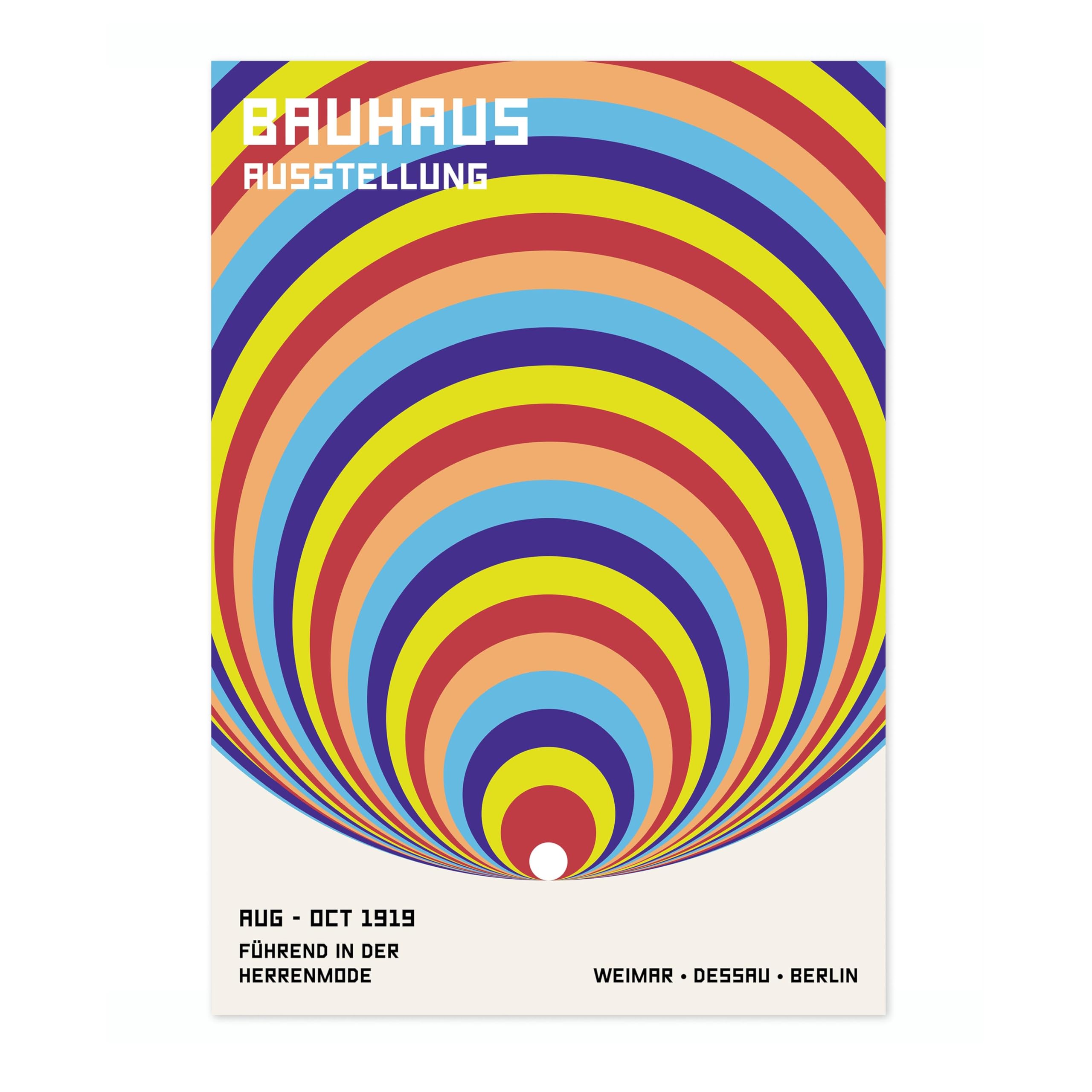 Expanding Circles Bauhaus Poster Mid Century Modern Wall Decor Print, Abstract Geometric Wall Art Boho Abstract Artwork Architecture, Archival Matte, 50x70cm (Print Only) - 50x70cm